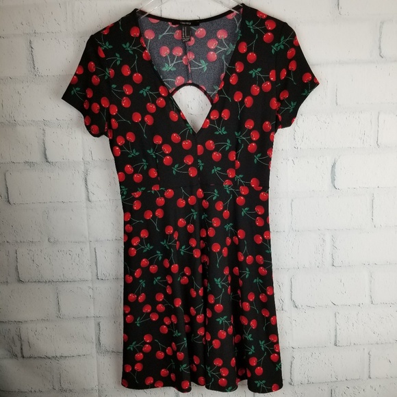 Forever 21 Dresses & Skirts - Forever 21 Black with Red Cherries Dress. Size M.